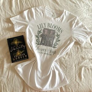 Lily Blooms Flower shop shirt & Verity book